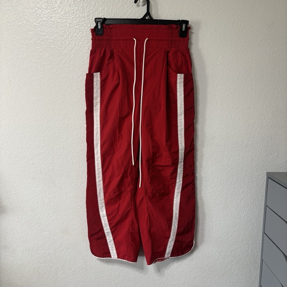 Free People Movement Champ Is Here Pants Small Nylon Track Red White Stripe